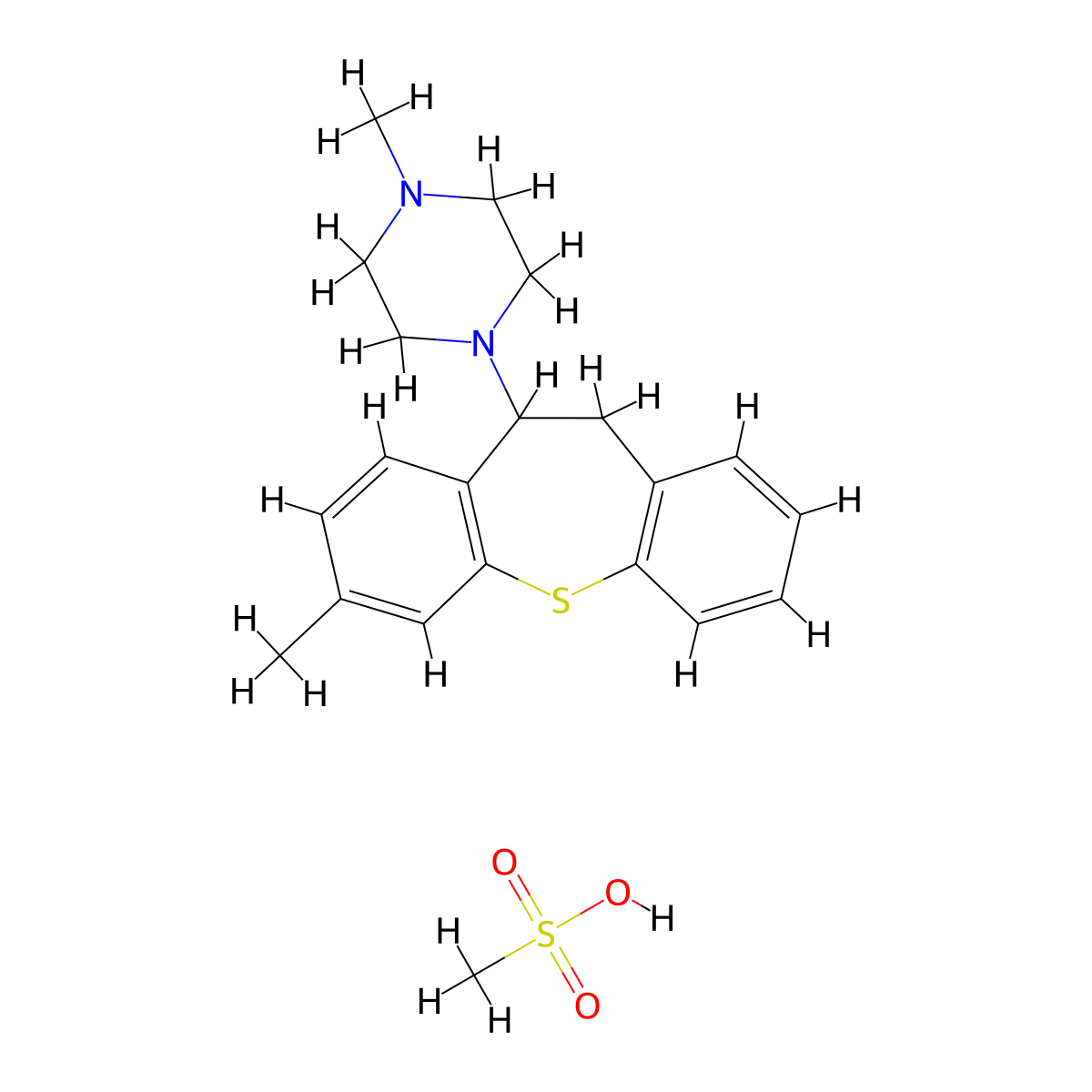 Piperazine, 1-(10,11-dihydro-7-methyldibenzo(b,f)thiepin-10-yl)-4-methyl-, monomethanesulfonate molecular structure, CAS 84964-83-0