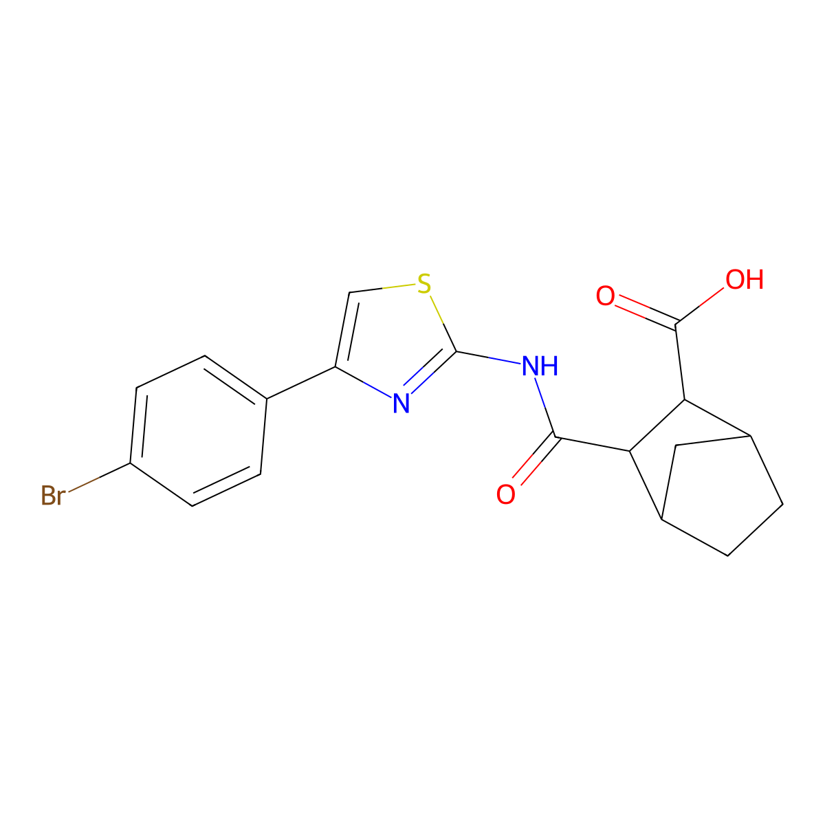 3-((4-(4-Bromophenyl)thiazol-2-yl)carbamoyl)bicyclo[2.2.1]heptane-2-carboxylic acid molecular structure, CAS 849658-83-9
