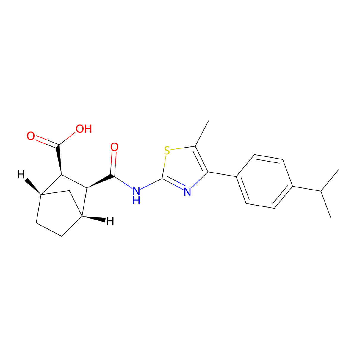 (1S,2R,3S,4R)-3-[[5-methyl-4-(4-propan-2-ylphenyl)-1,3-thiazol-2-yl]carbamoyl]bicyclo[2.2.1]heptane-2-carboxylic acid molecular structure, CAS 849658-87-3