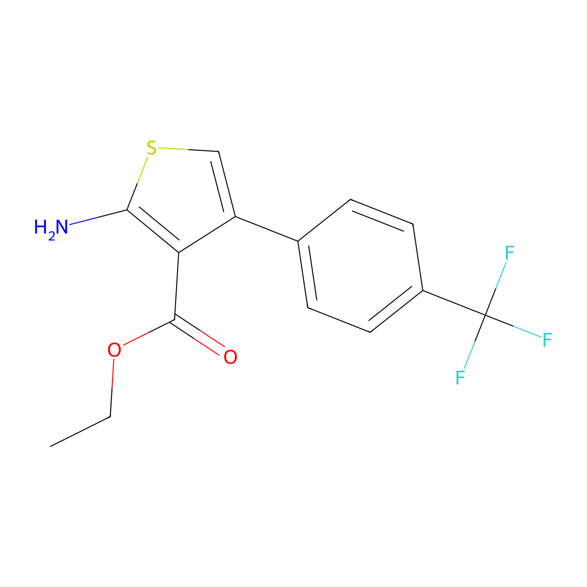 Ethyl 2-amino-4-(4-(trifluoromethyl)phenyl)thiophene-3-carboxylate molecular structure, CAS 849659-36-5