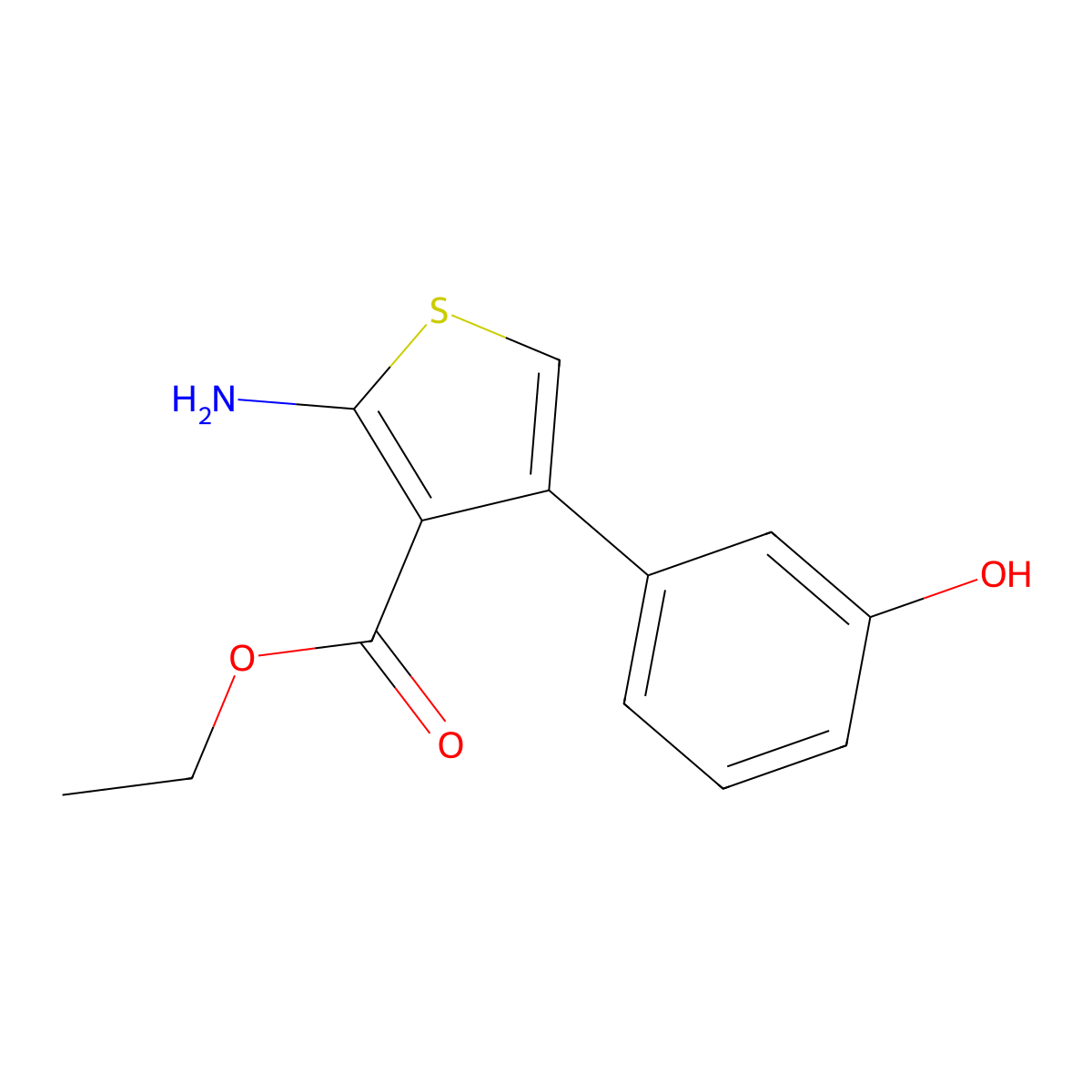 Ethyl 2-amino-4-(3-hydroxyphenyl)thiophene-3-carboxylate molecular structure, CAS 849659-42-3