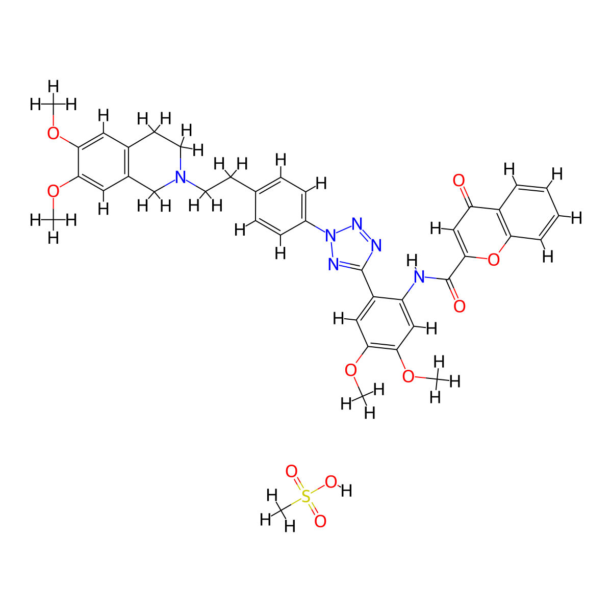 Encequidar mesylate anhydrous molecular structure, CAS 849675-87-2