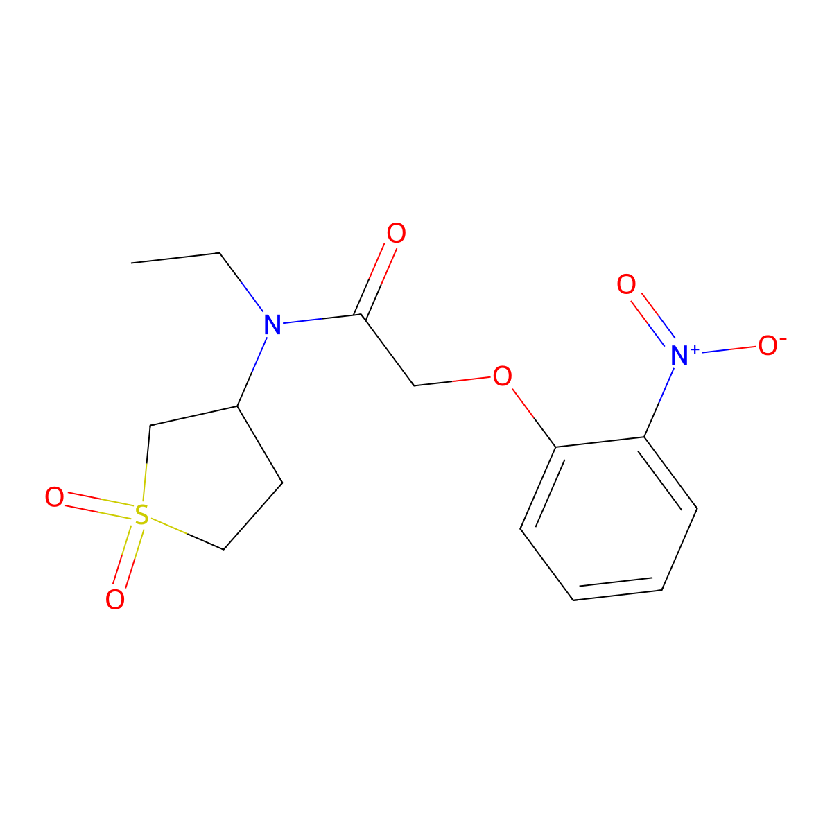 N-(1,1-dioxo-1lambda6-thiolan-3-yl)-N-ethyl-2-(2-nitrophenoxy)acetamide molecular structure, CAS 849677-59-4