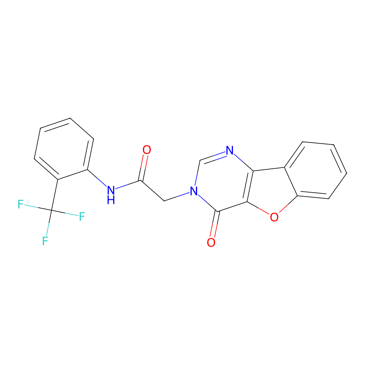 2-(4-oxobenzofuro[3,2-d]pyrimidin-3(4H)-yl)-N-(2-(trifluoromethyl)phenyl)acetamide molecular structure, CAS 849678-29-1