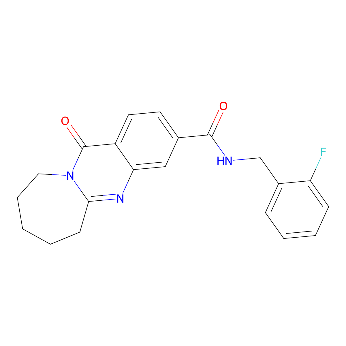 N-(2-fluorobenzyl)-12-oxo-6,7,8,9,10,12-hexahydroazepino[2,1-b]quinazoline-3-carboxamide molecular structure, CAS 849679-04-5