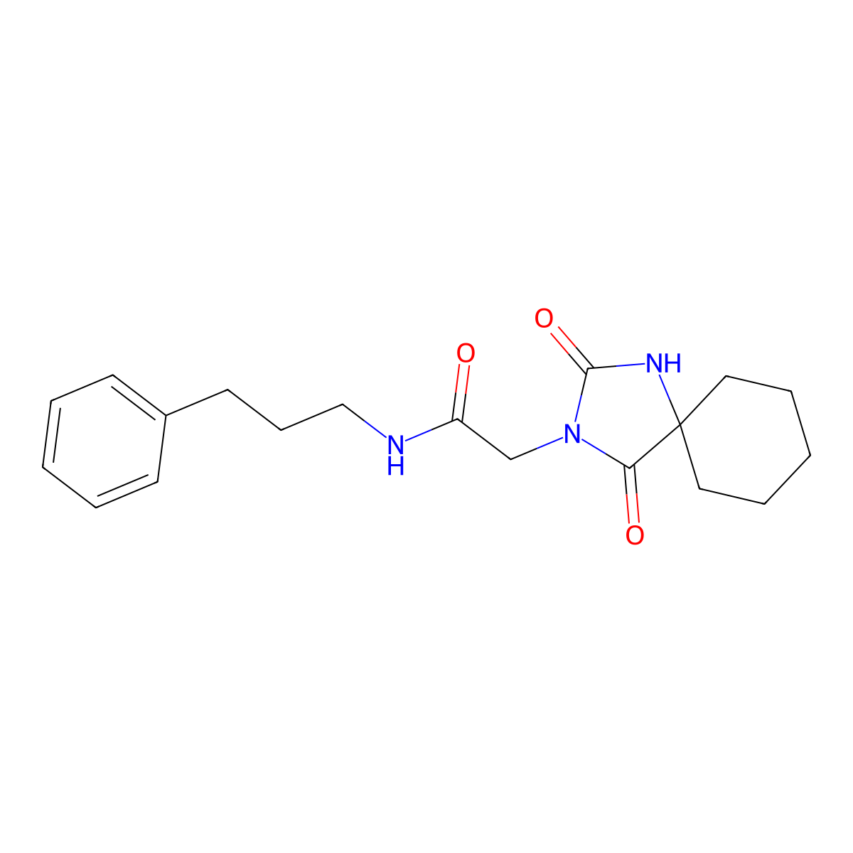 2-(2,4-dioxo-1,3-diazaspiro[4.5]decan-3-yl)-N-(3-phenylpropyl)acetamide molecular structure, CAS 849679-32-9