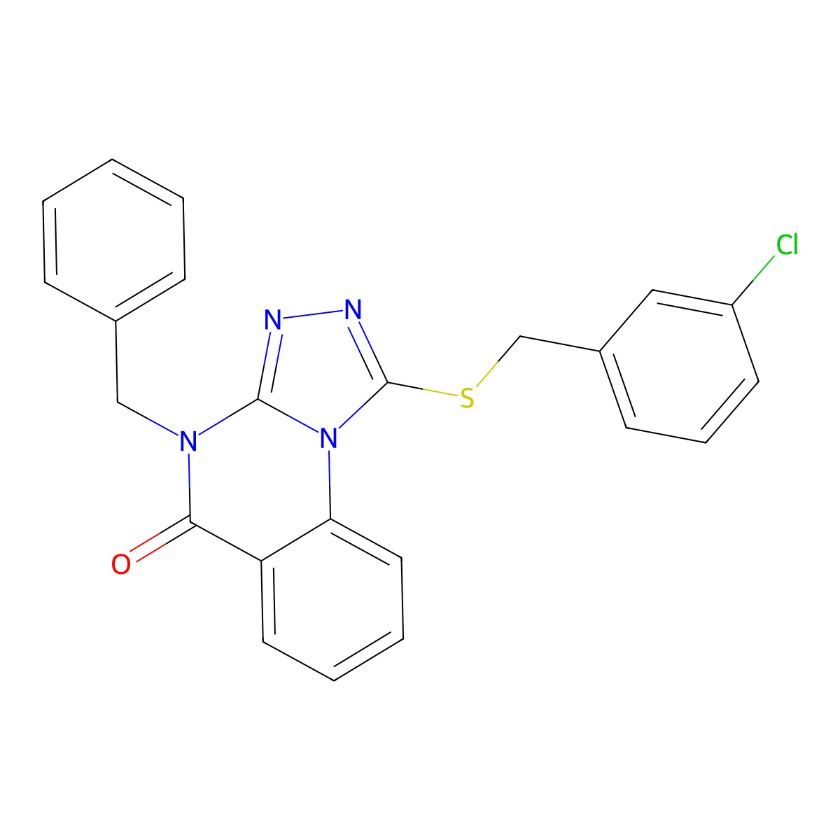 4-Benzyl-1-[(3-chlorophenyl)methylsulfanyl]-[1,2,4]triazolo[4,3-a]quinazolin-5-one molecular structure, CAS 849679-54-5
