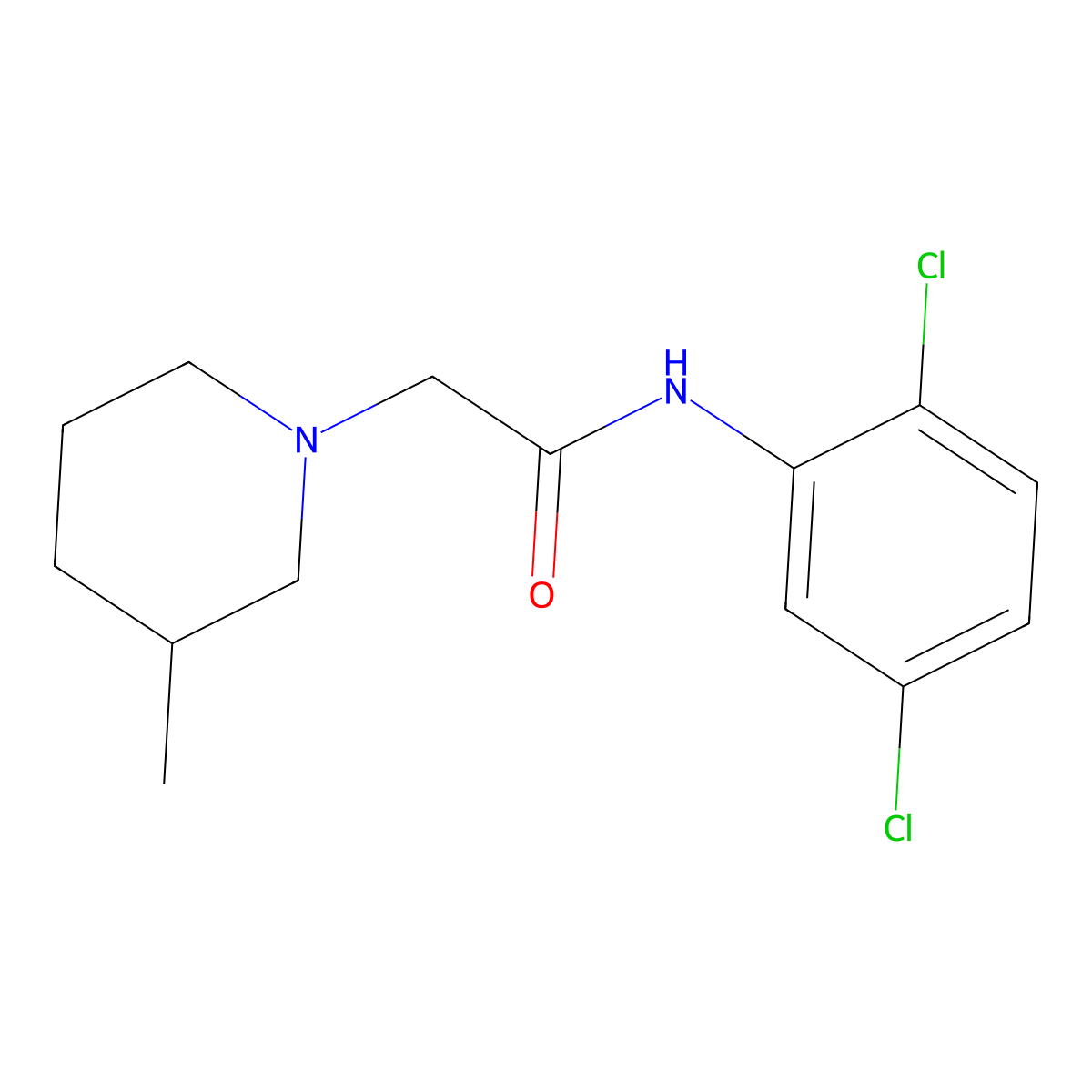 N-(2,5-dichlorophenyl)-2-(3-methylpiperidin-1-yl)acetamide molecular structure, CAS 849685-05-8