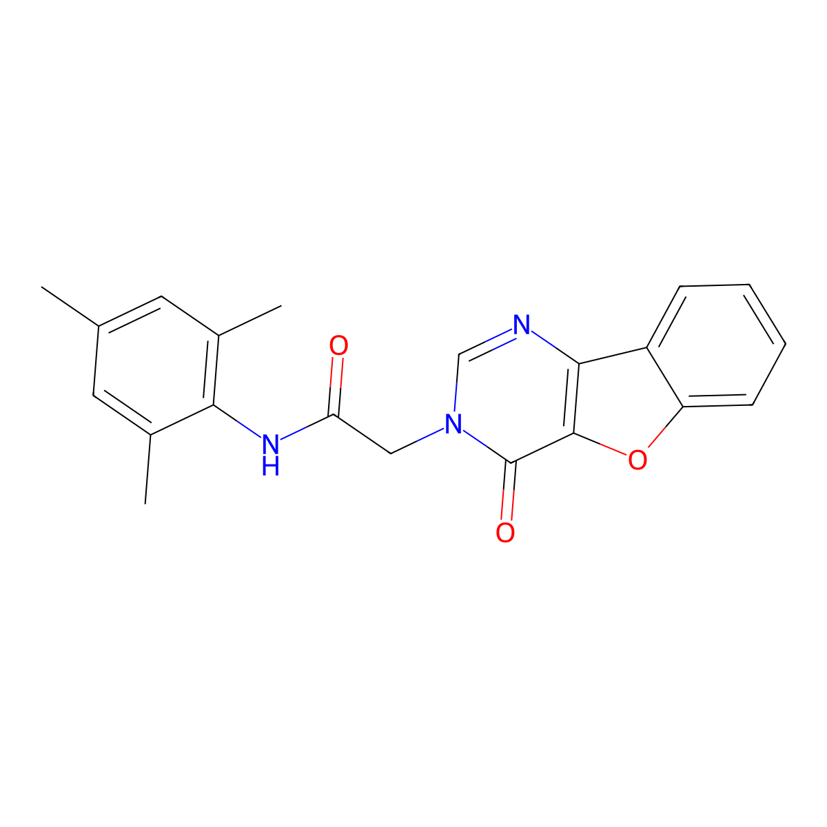 N-mesityl-2-(4-oxo[1]benzofuro[3,2-d]pyrimidin-3(4H)-yl)acetamide molecular structure, CAS 849687-71-4