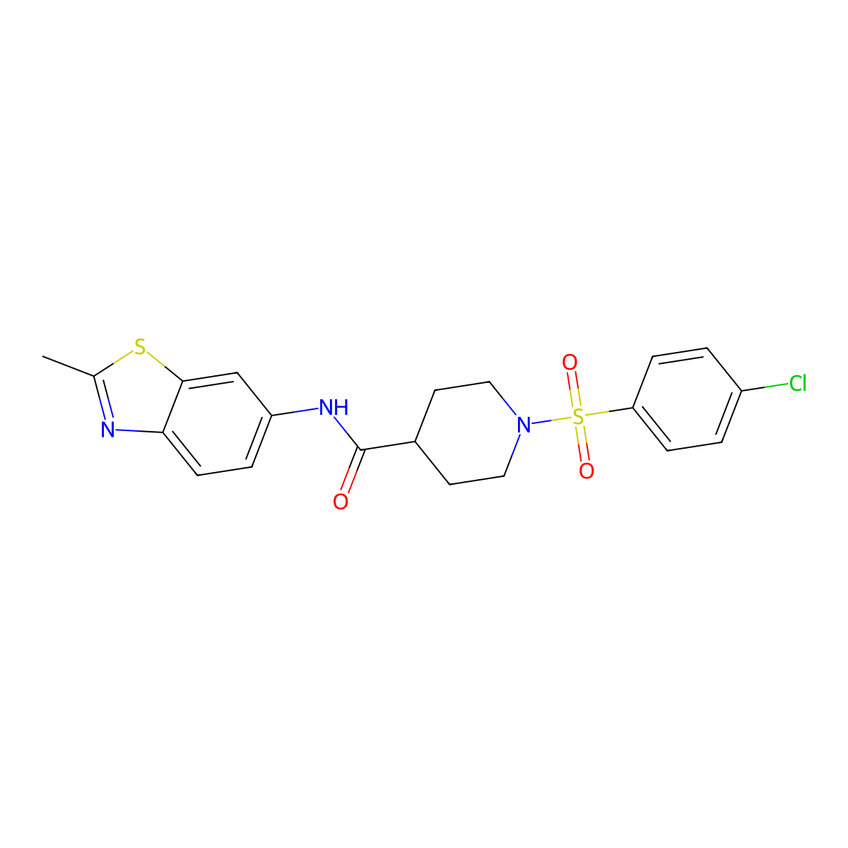 1-((4-chlorophenyl)sulfonyl)-N-(2-methylbenzo[d]thiazol-6-yl)piperidine-4-carboxamide molecular structure, CAS 849688-36-4