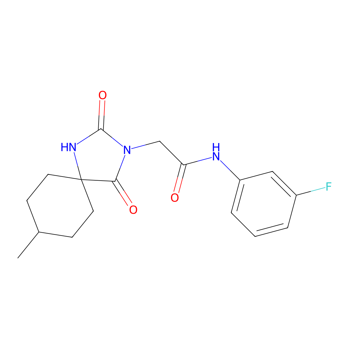 N-(3-fluorophenyl)-2-(8-methyl-2,4-dioxo-1,3-diazaspiro[4.5]dec-3-yl)acetamide molecular structure, CAS 849689-11-8