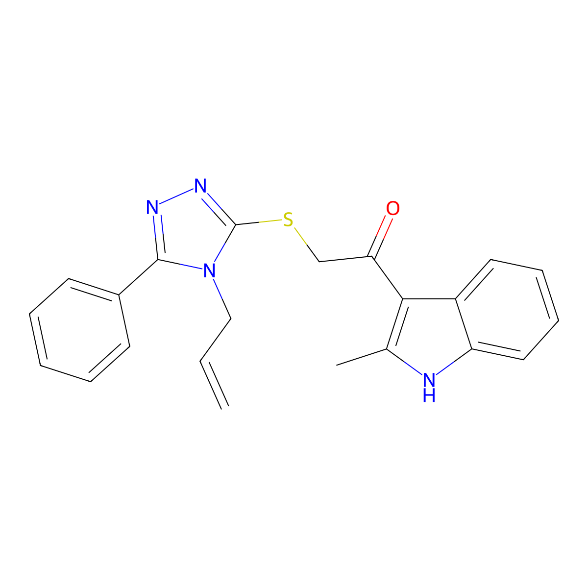 1-(2-methyl-1H-indol-3-yl)-2-{[5-phenyl-4-(prop-2-en-1-yl)-4H-1,2,4-triazol-3-yl]sulfanyl}ethanone molecular structure, CAS 849694-47-9