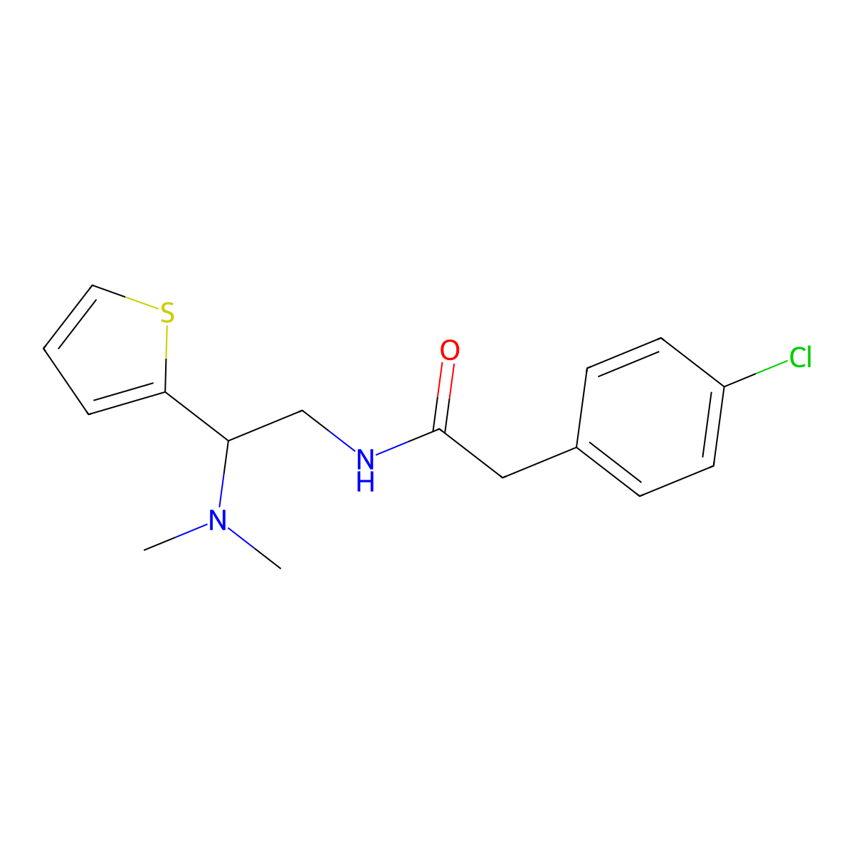 2-(4-chlorophenyl)-N-[2-(dimethylamino)-2-thiophen-2-ylethyl]acetamide molecular structure, CAS 849695-03-0