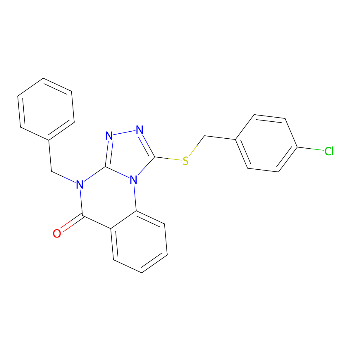 4-Benzyl-1-[(4-chlorophenyl)methylsulfanyl]-[1,2,4]triazolo[4,3-a]quinazolin-5-one molecular structure, CAS 849695-16-5