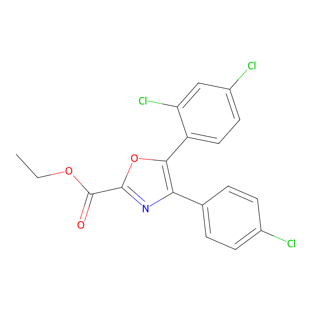 Ethyl 4-(4-chlorophenyl)-5-(2,4-dichlorophenyl)oxazole-2-carboxylate molecular structure, CAS 849722-53-8