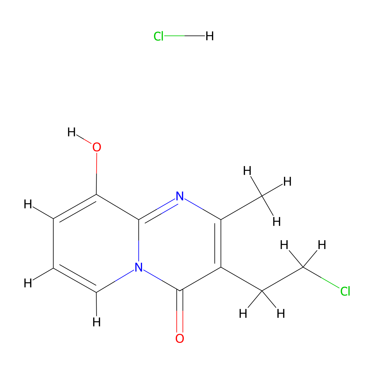 3-(2-Chloroethyl)-9-hydroxy-2-methyl-4H-pyrido(1,2-a)pyrimidin-4-one hydrochloride (1:1) molecular structure, CAS 849727-62-4