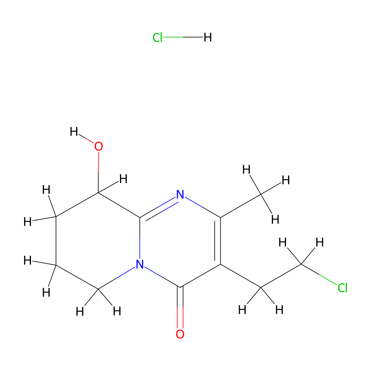 3-(2-Chloroethyl)-9-hydroxy-2-methyl-6,7,8,9-tetrahydro-4H-pyrido[1,2-a]pyrimidin-4-one hydrochloride molecular structure, CAS 849727-63-5