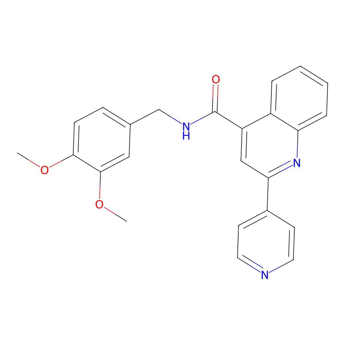 N-(3,4-dimethoxybenzyl)-2-(4-pyridyl)-4-quinolinecarboxamide molecular structure, CAS 849763-36-6