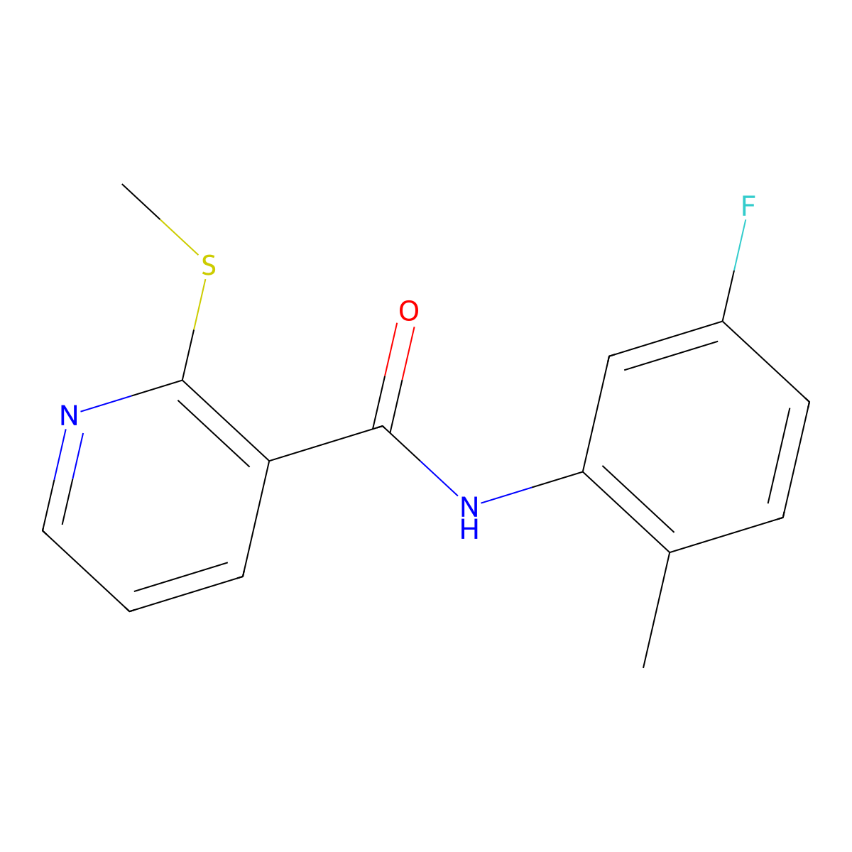 N-(5-fluoro-2-methylphenyl)-2-(methylthio)nicotinamide molecular structure, CAS 849763-90-2