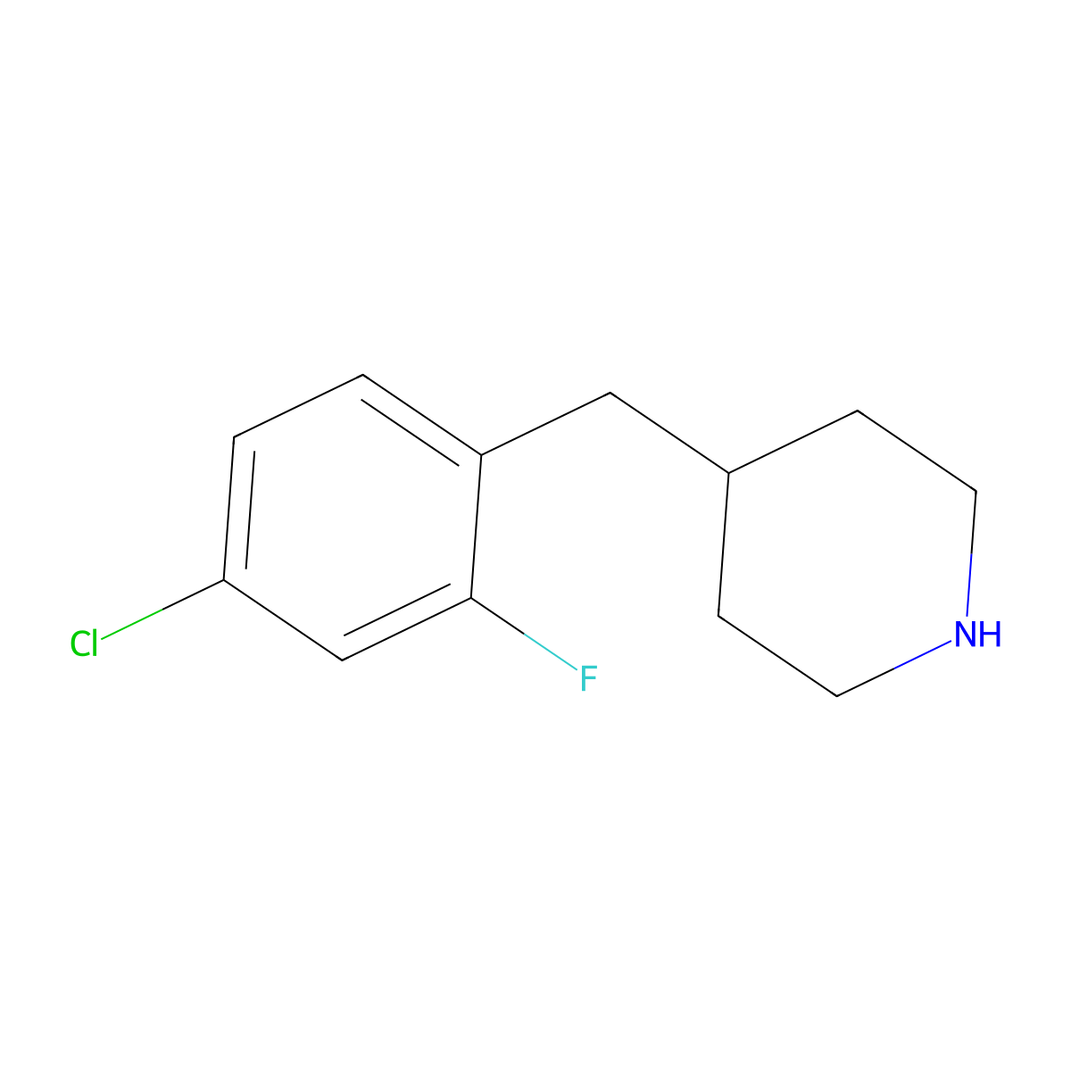4-[(4-Chloro-2-fluorophenyl)methyl]piperidine molecular structure, CAS 849766-57-0