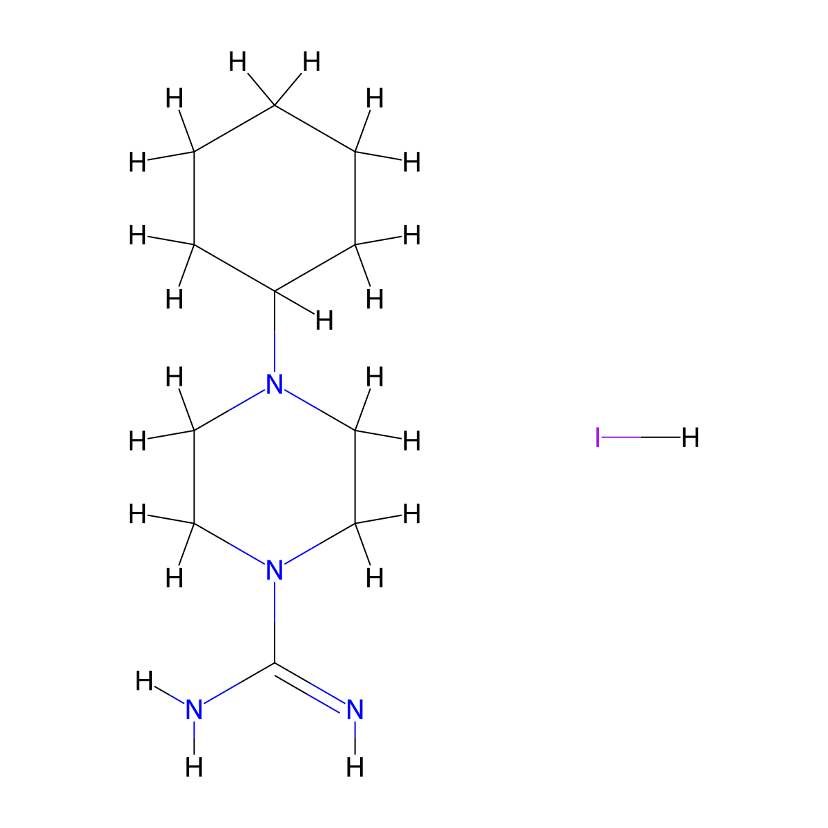 4-Cyclohexylpiperazine-1-carboximidamide hydroiodide molecular structure, CAS 849776-37-0