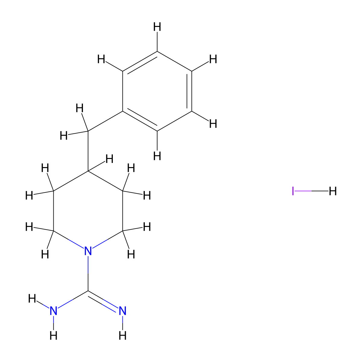 4-Benzylpiperidine-1-carboximidamide hydroiodide molecular structure, CAS 849776-40-5
