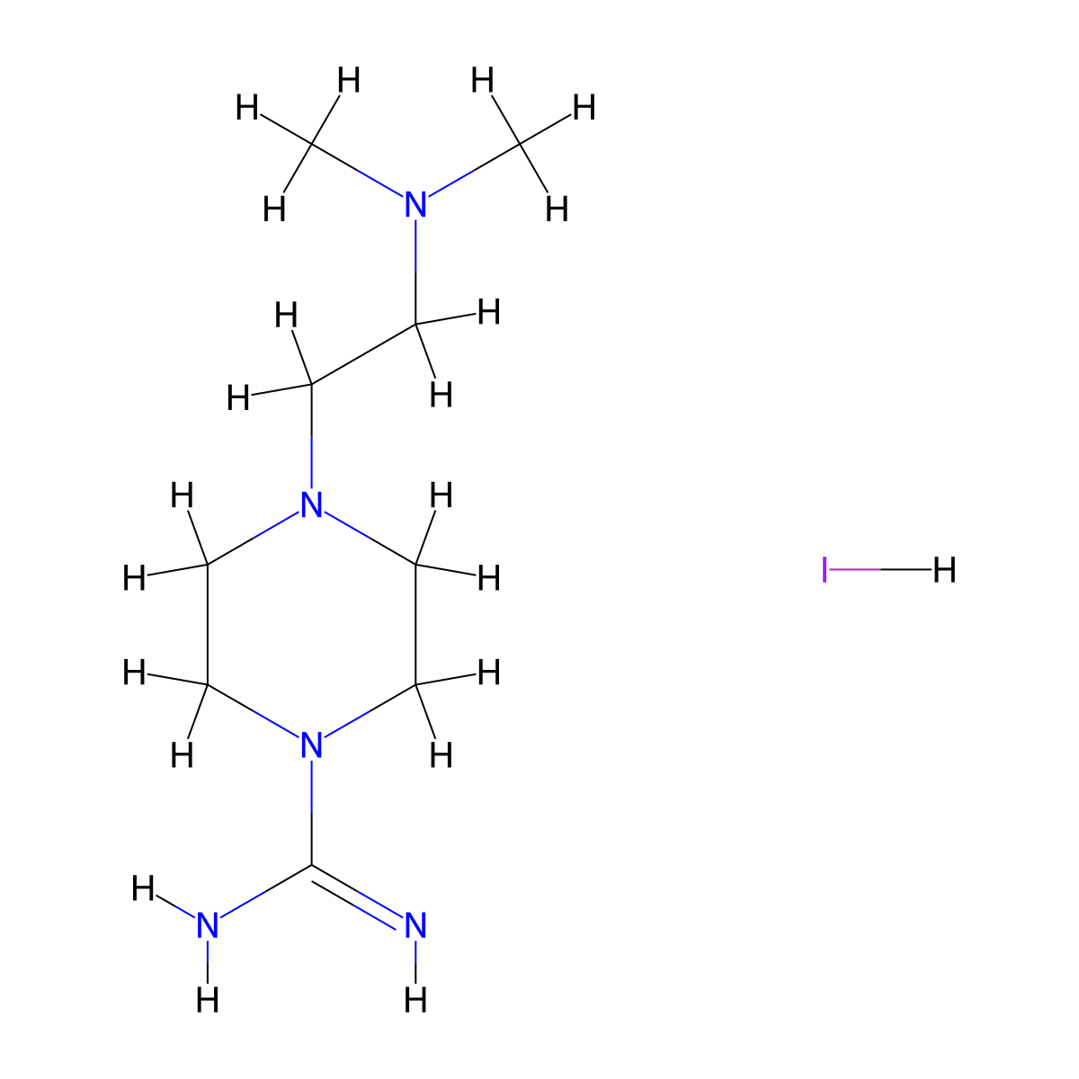 4-[2-(Dimethylamino)ethyl]piperazine-1-carboximidamide hydroiodide molecular structure, CAS 849777-24-8