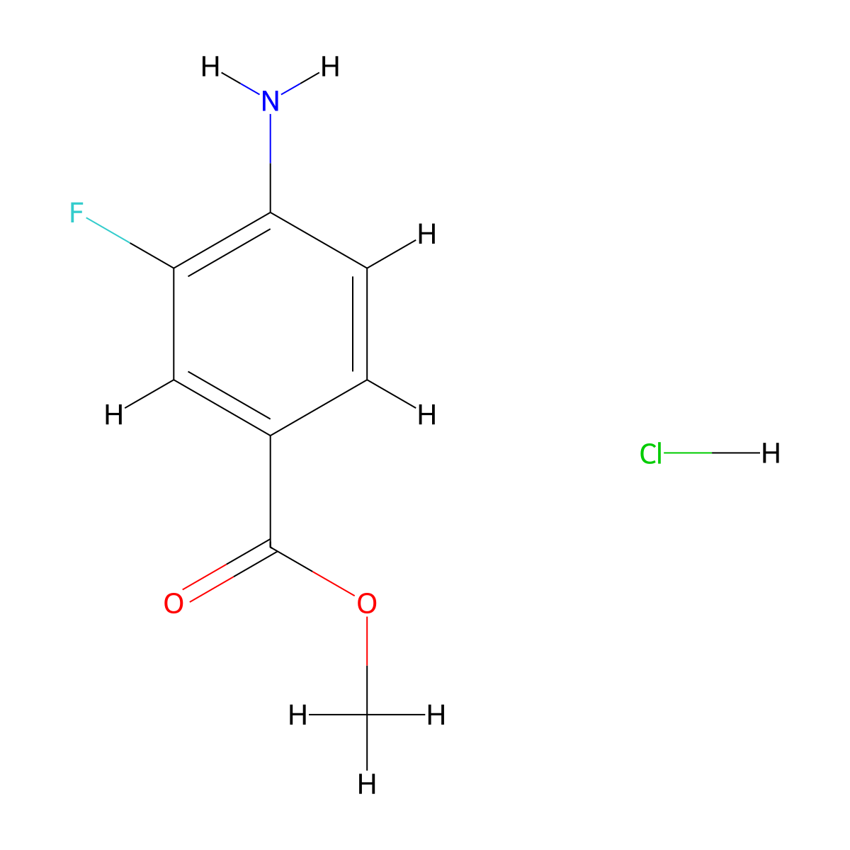 Methyl 4-amino-3-fluorobenzoate hydrochloride molecular structure, CAS 849793-89-1