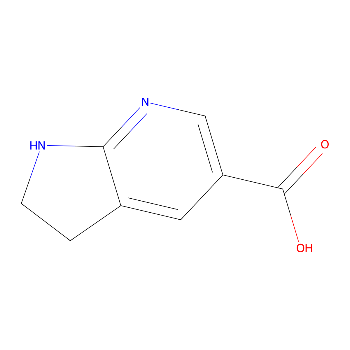 2,3-Dihydro-1H-pyrrolo[2,3-B]pyridine-5-carboxylic acid molecular structure, CAS 849805-79-4