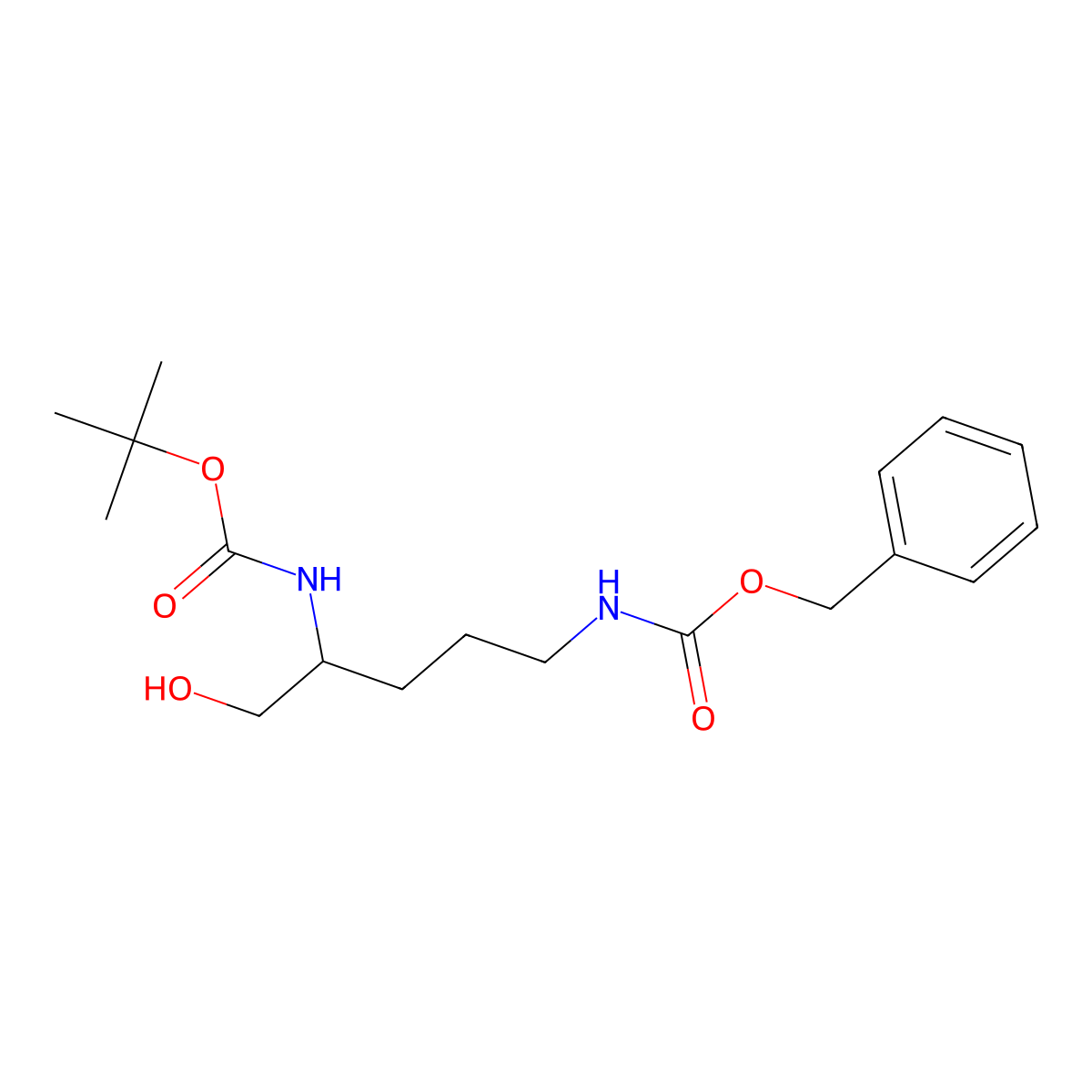 Benzyl tert-butyl (5-hydroxypentane-1,4-diyl)dicarbamate molecular structure, CAS 849815-16-3