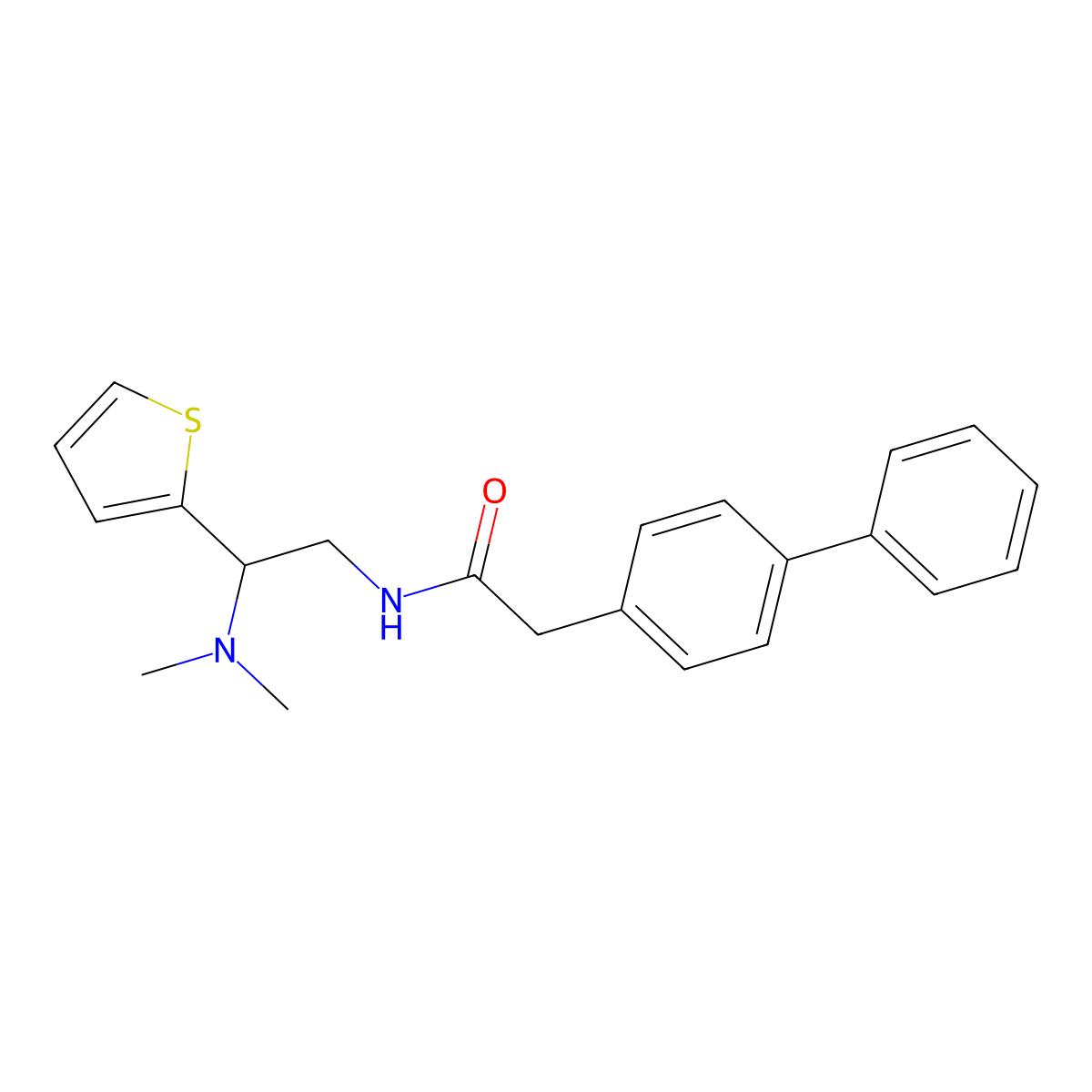 2-{[1,1'-biphenyl]-4-yl}-N-[2-(dimethylamino)-2-(thiophen-2-yl)ethyl]acetamide molecular structure, CAS 849821-44-9
