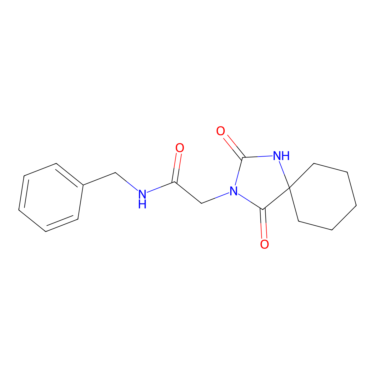 N-benzyl-2-(2,4-dioxo-1,3-diazaspiro[4.5]decan-3-yl)acetamide molecular structure, CAS 849823-54-7