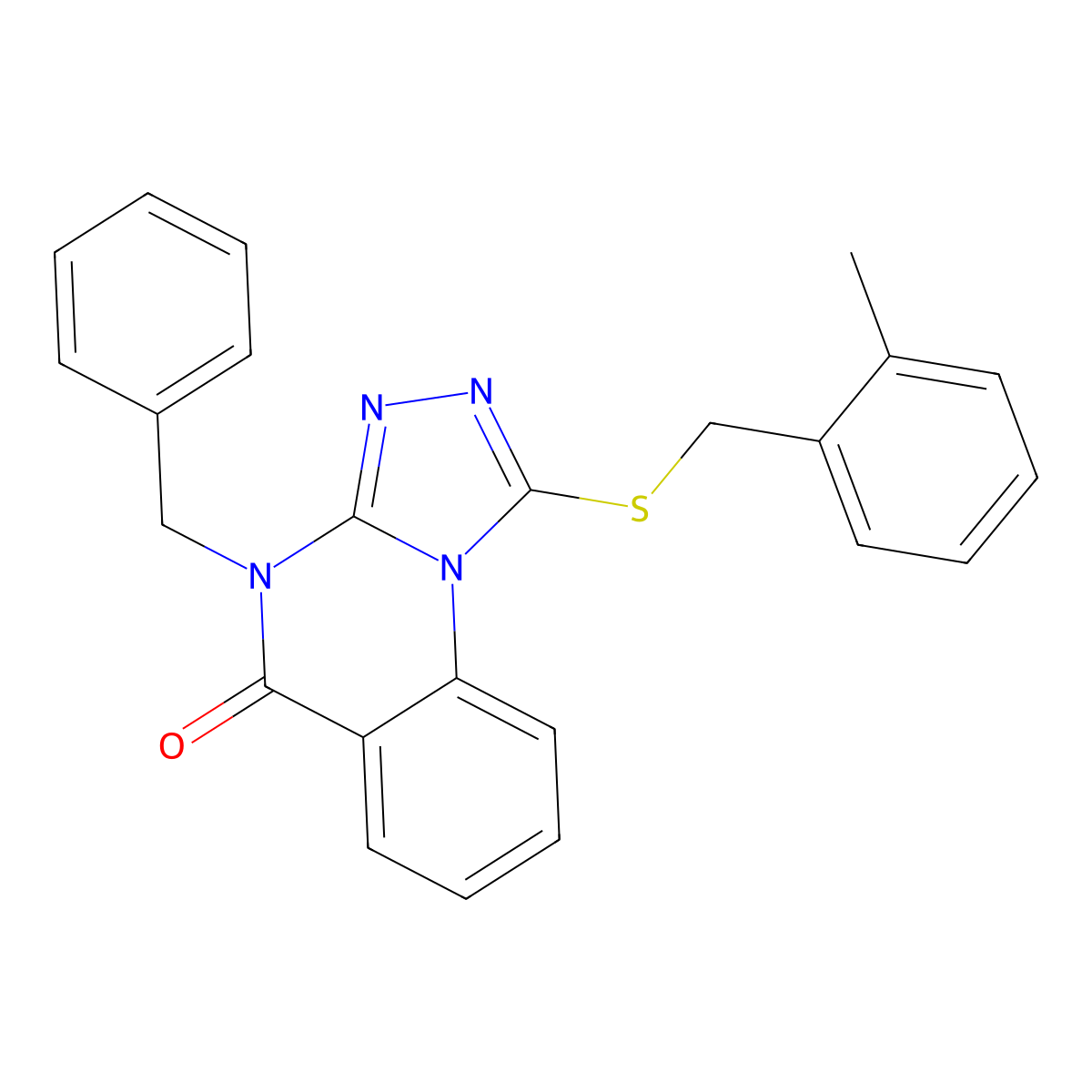 4-Benzyl-1-[(2-methylphenyl)methylsulfanyl]-[1,2,4]triazolo[4,3-a]quinazolin-5-one molecular structure, CAS 849823-68-3