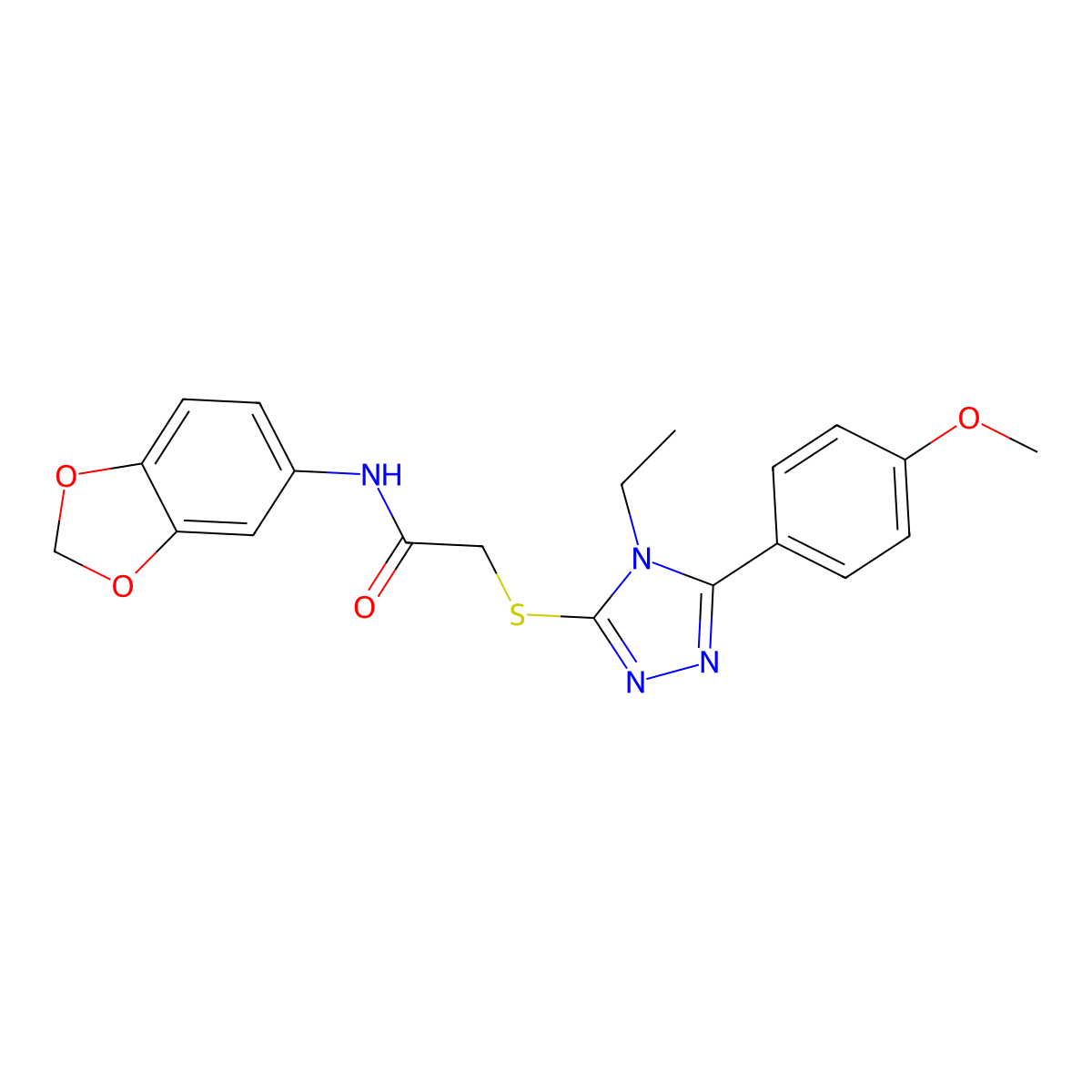 N-(1,3-benzodioxol-5-yl)-2-{[4-ethyl-5-(4-methoxyphenyl)-4H-1,2,4-triazol-3-yl]sulfanyl}acetamide molecular structure, CAS 849824-98-2