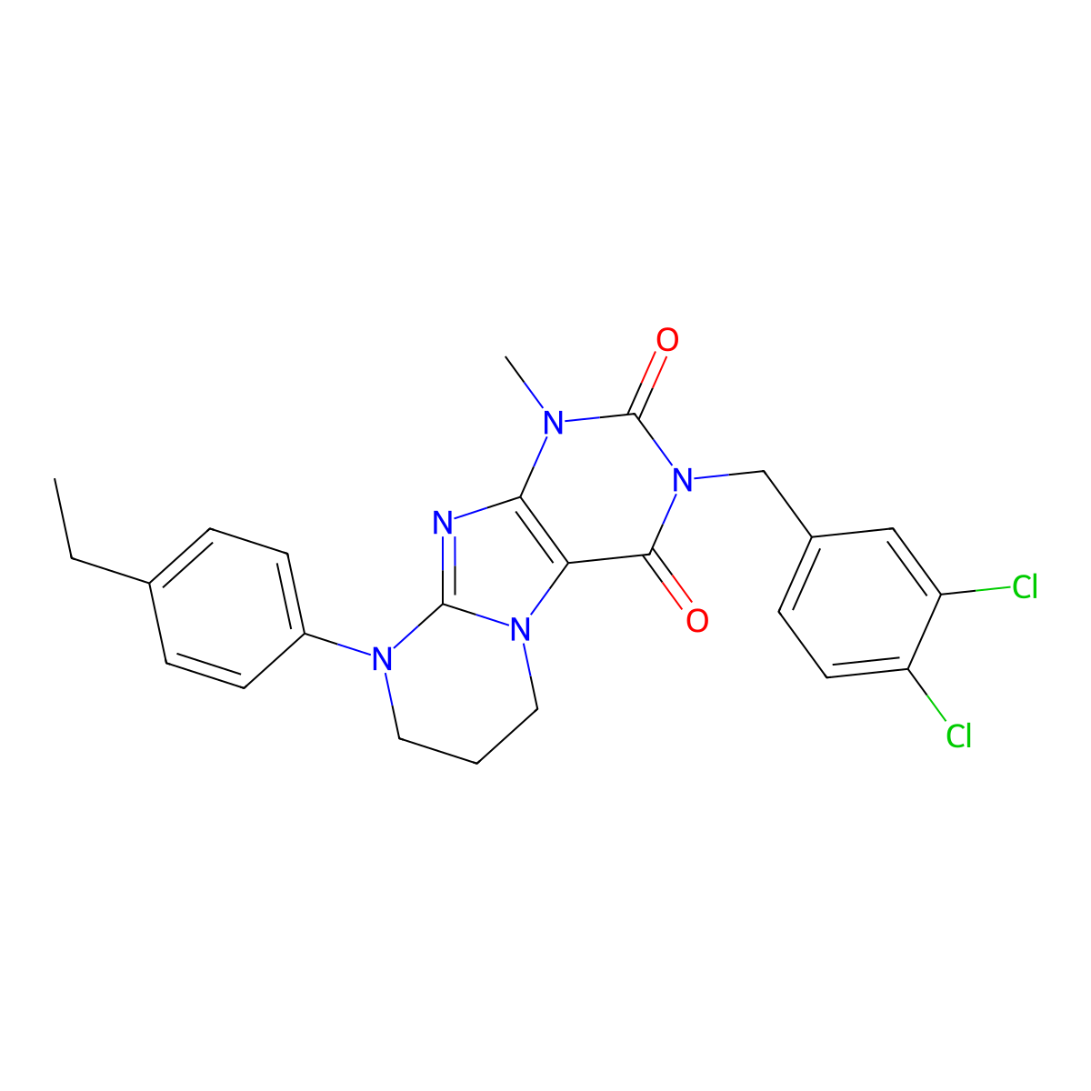 3-[(3,4-dichlorophenyl)methyl]-9-(4-ethylphenyl)-1-methyl-7,8-dihydro-6H-purino[7,8-a]pyrimidine-2,4-dione molecular structure, CAS 849825-65-6