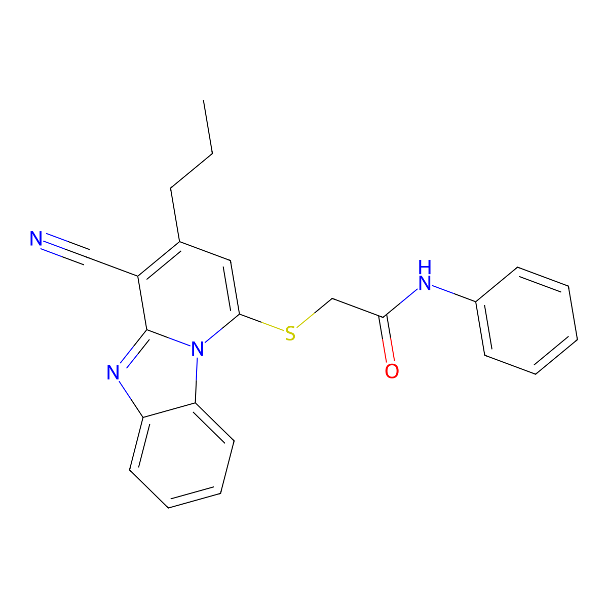 2-[(4-cyano-3-propylpyrido[1,2-a]benzimidazol-1-yl)sulfanyl]-N-phenylacetamide molecular structure, CAS 849826-00-2