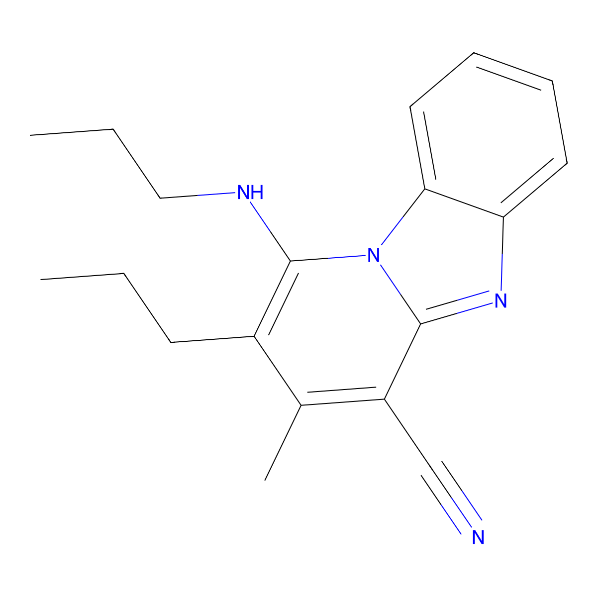 3-Methyl-2-propyl-1-(propylamino)pyrido[1,2-a]benzimidazole-4-carbonitrile molecular structure, CAS 849826-76-2