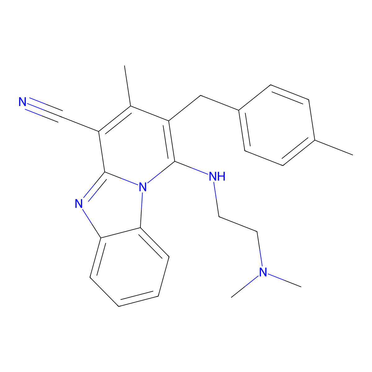 1-{[2-(Dimethylamino)ethyl]amino}-3-methyl-2-(4-methylbenzyl)pyrido[1,2-a]benzimidazole-4-carbonitrile molecular structure, CAS 849827-19-6