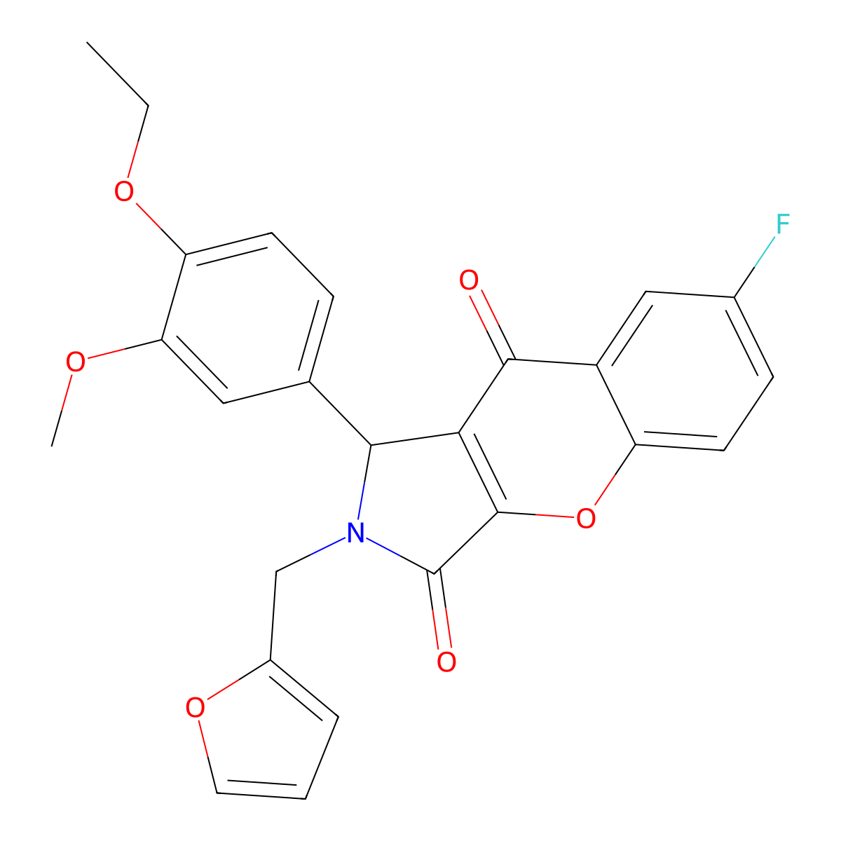 1-(4-Ethoxy-3-methoxyphenyl)-7-fluoro-2-(2-furylmethyl)-1,2-dihydrochromeno[2,3-c]pyrrole-3,9-dione molecular structure, CAS 849828-26-8