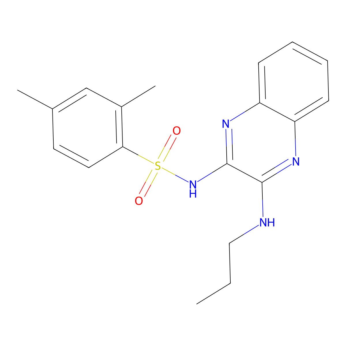 2,4-dimethyl-N-(3-(propylamino)quinoxalin-2-yl)benzenesulfonamide molecular structure, CAS 849828-30-4