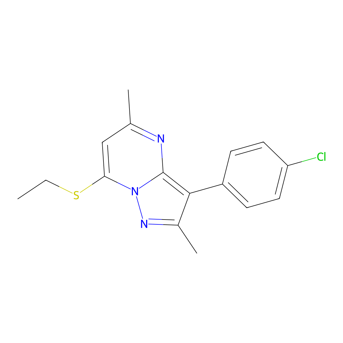 3-(4-Chlorophenyl)-7-(ethylsulfanyl)-2,5-dimethylpyrazolo[1,5-a]pyrimidine molecular structure, CAS 849828-55-3