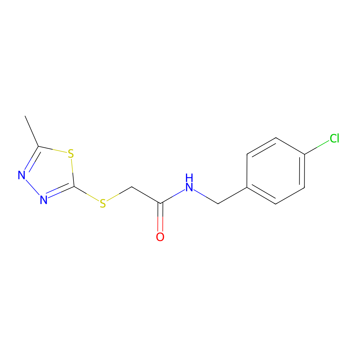 N-(4-chlorobenzyl)-2-[(5-methyl-1,3,4-thiadiazol-2-yl)sulfanyl]acetamide molecular structure, CAS 849897-82-1