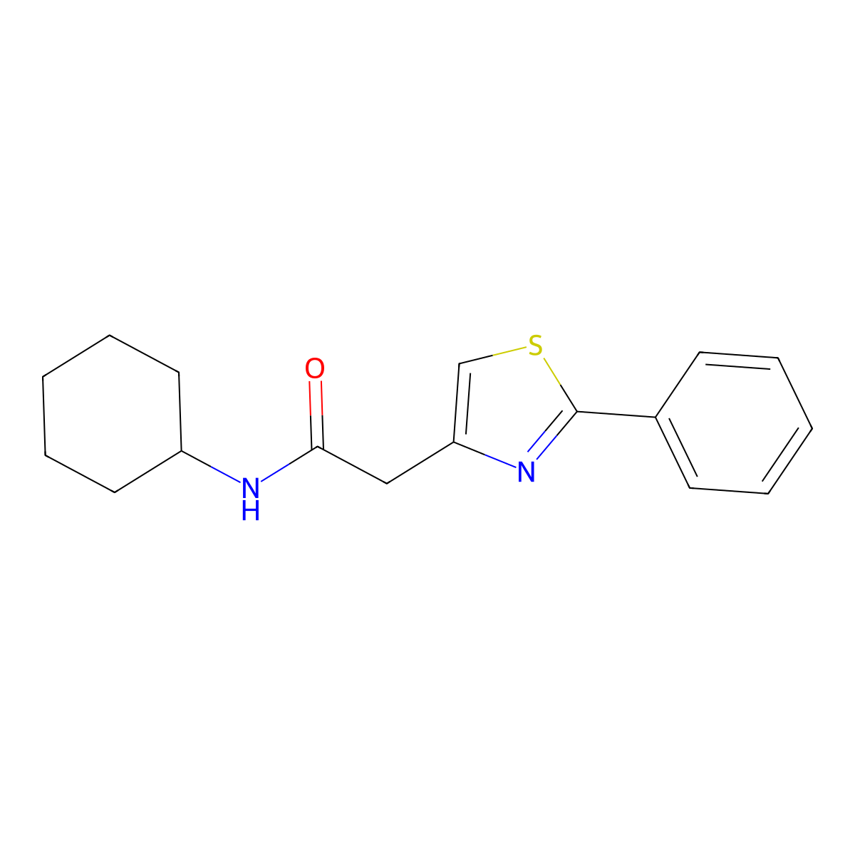 N-cyclohexyl-2-(2-phenyl-1,3-thiazol-4-yl)acetamide molecular structure, CAS 849899-49-6