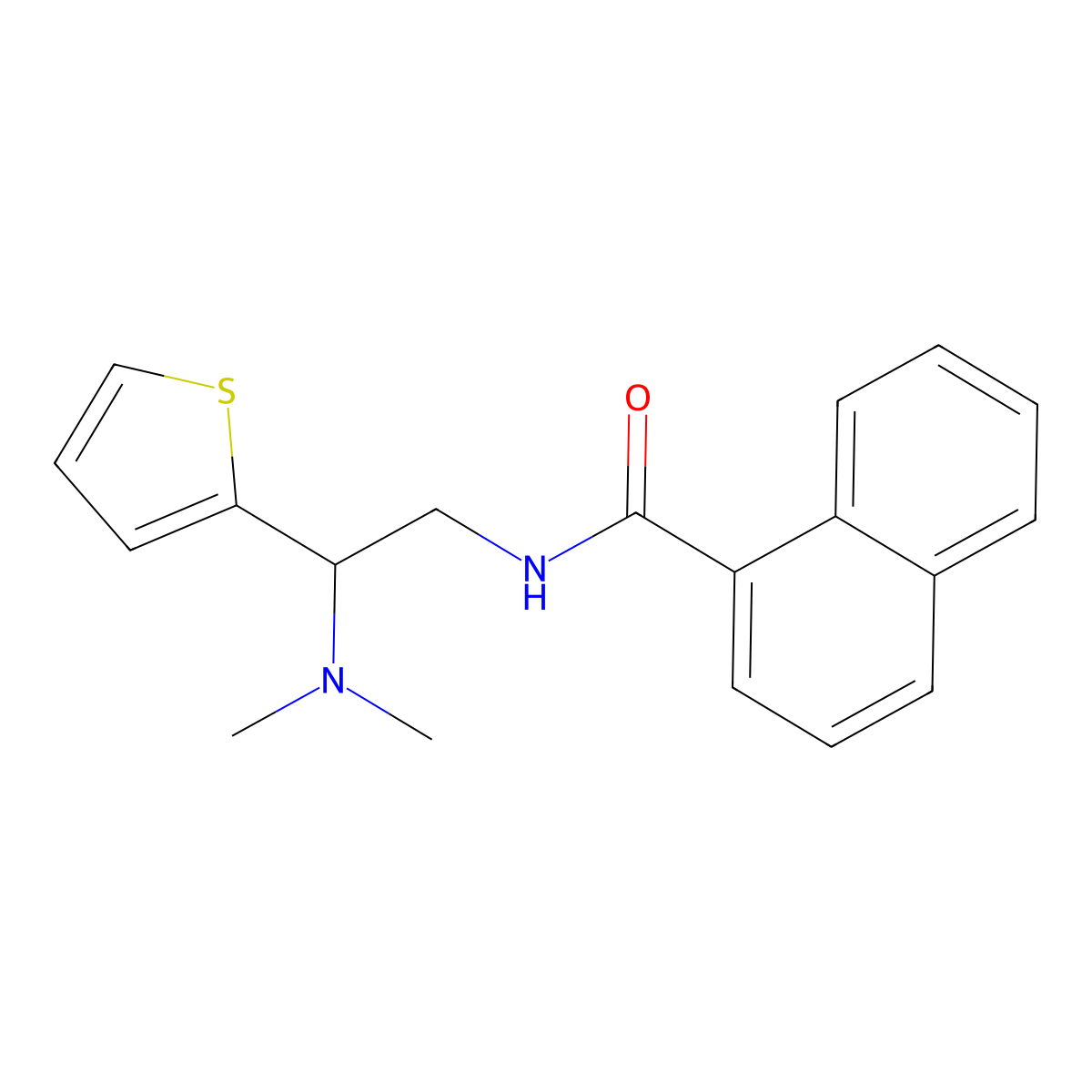 N-(2-(dimethylamino)-2-(thiophen-2-yl)ethyl)-1-naphthamide molecular structure, CAS 849901-89-9