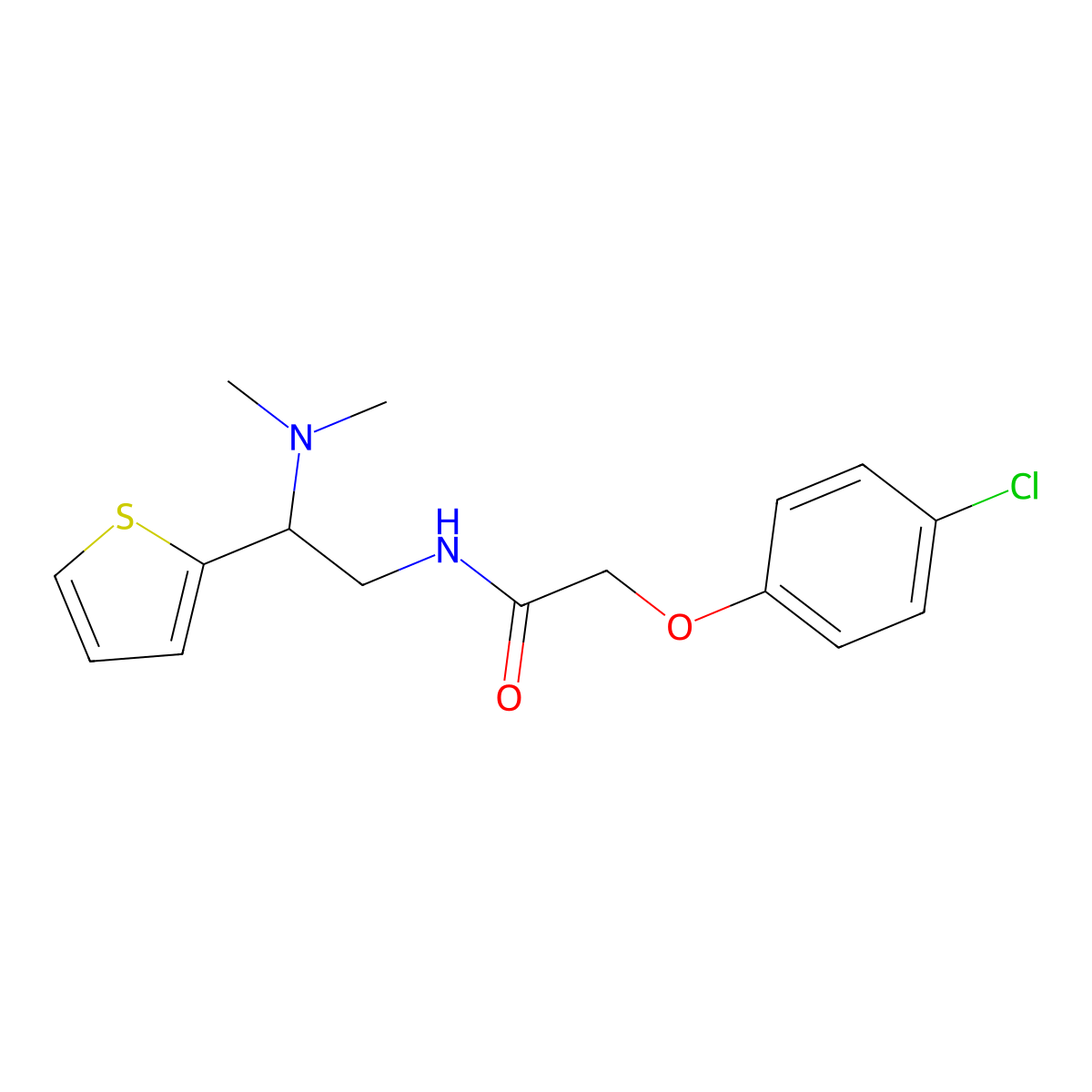 2-(4-chlorophenoxy)-N-[2-(dimethylamino)-2-thiophen-2-ylethyl]acetamide molecular structure, CAS 849902-56-3