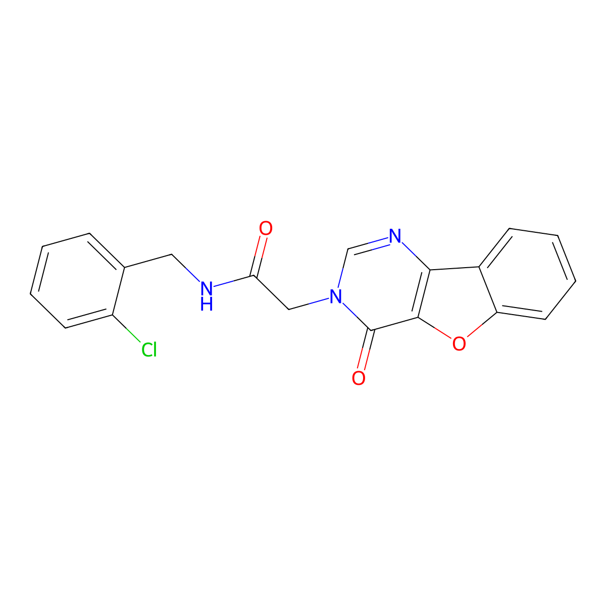 N-(2-chlorobenzyl)-2-(4-oxobenzofuro[3,2-d]pyrimidin-3(4H)-yl)acetamide molecular structure, CAS 849903-33-9