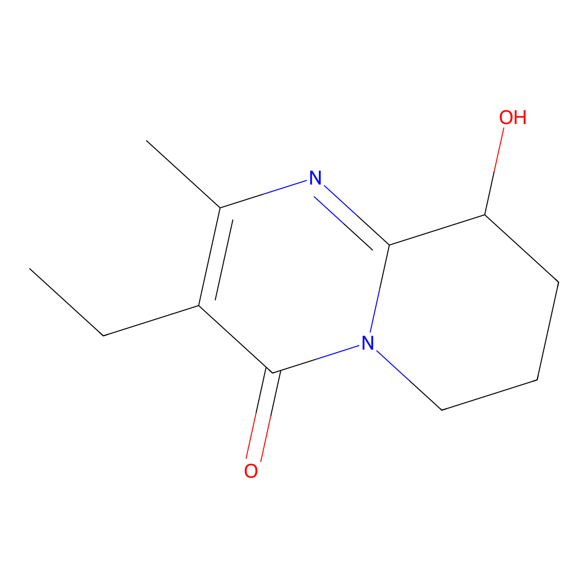 3-Ethyl-6,7,8,9-tetrahydro-9-hydroxy-2-methyl-4H-pyrido[1,2-A]pyrimidin-4-one molecular structure, CAS 849903-79-3