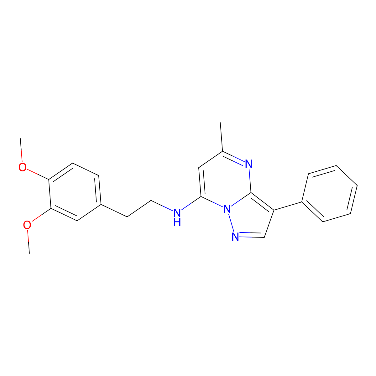 N-[2-(3,4-dimethoxyphenyl)ethyl]-5-methyl-3-phenylpyrazolo[1,5-a]pyrimidin-7-amine molecular structure, CAS 849910-68-5