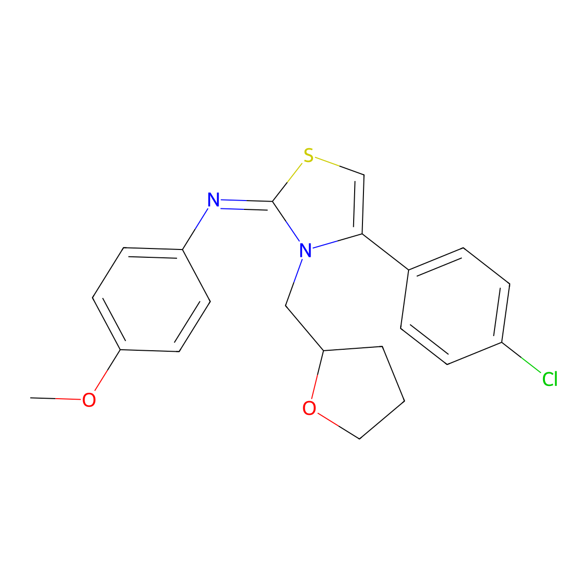 N-[(2Z)-4-(4-chlorophenyl)-3-(tetrahydrofuran-2-ylmethyl)-1,3-thiazol-2(3H)-ylidene]-4-methoxyaniline molecular structure, CAS 849910-73-2