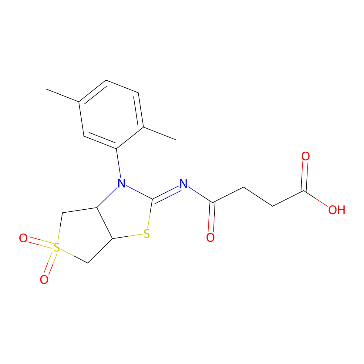 4-{[(2Z)-3-(2,5-dimethylphenyl)-5,5-dioxidotetrahydrothieno[3,4-d][1,3]thiazol-2(3H)-ylidene]amino}-4-oxobutanoic acid molecular structure, CAS 849910-78-7